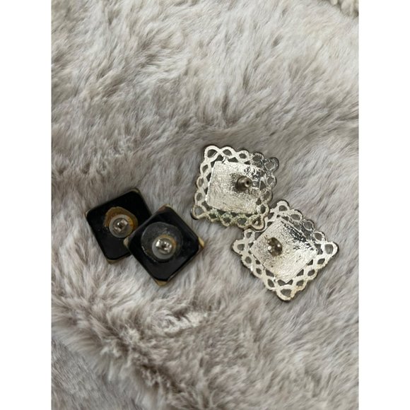 Vintage Square Pierced Earrings - 2 Pairs - Picture 8 of 11